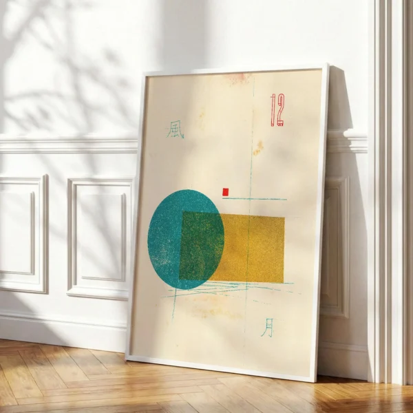 Geometric Abstraction Art Print, Japanese Wall Art for Living Room, Office or Dining