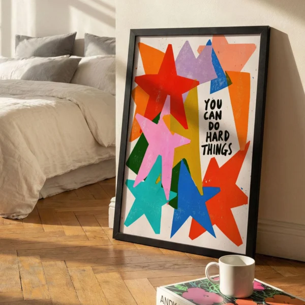 Encouragement Art Print, You Can Do Hard Things, Bold Abstract Wall Art