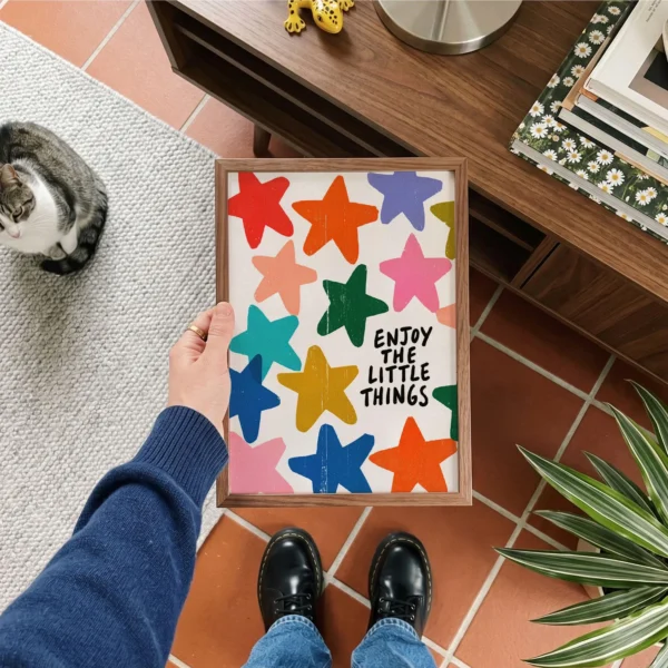 Motivational Art Print, Enjoy the Little Things Star, Colorful Wall Art
