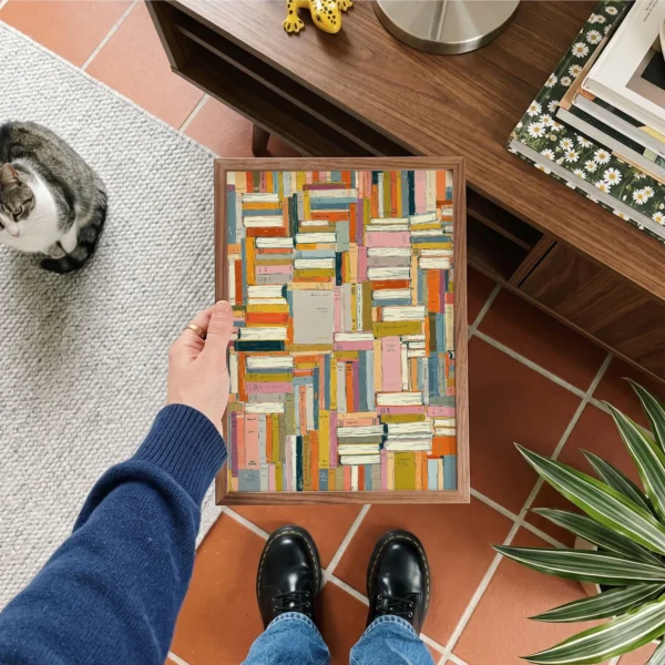 Bookshelf Art Print - Eclectic Library Decor for Reading Nooks