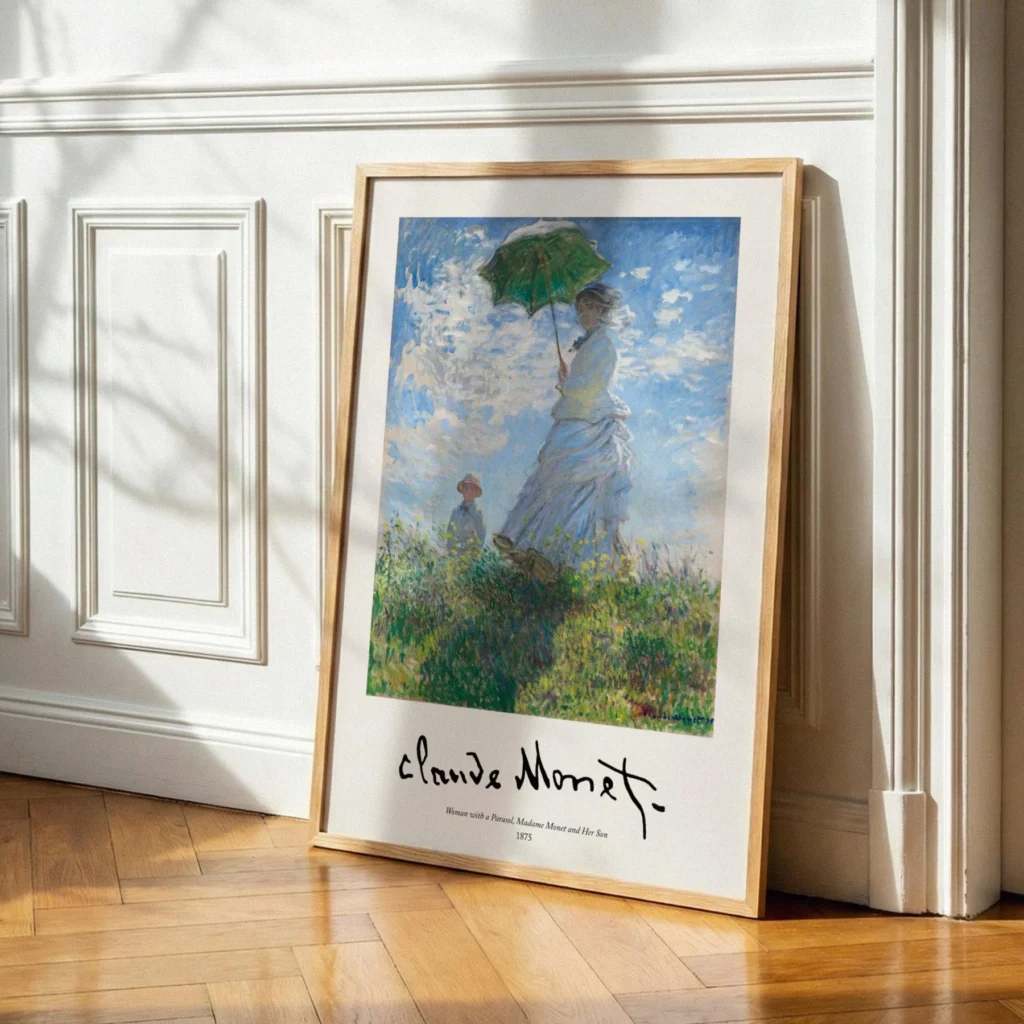 Monet Exhibition Art Print 'Woman with a Parasol' (Classic Impressionist Floral Poster)