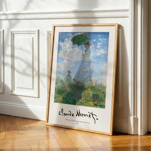 Monet Exhibition Art Print 'Woman with a Parasol' (Classic Impressionist Floral Poster)